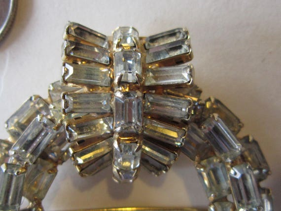 amazing baguette cut rhinestone brooch large and … - image 3