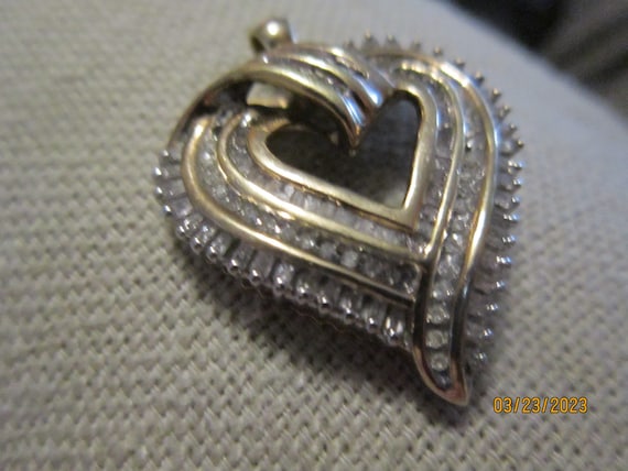 gorgeous sterling silver & rhinestone heart penda… - image 2