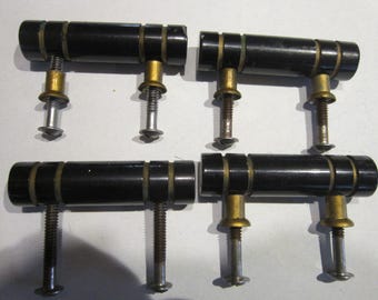 set of 4 black bakelite drawer pulls vintage hardware