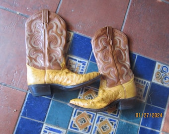 vintage tony lama ostrich cowboy  boots sz 8 1/2 EE excellent condition