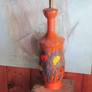 incredible pottery lamp from denmark 29&quot; to top of socket mid century modern