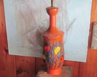 incredible pottery lamp from denmark 29" to top of socket mid century modern