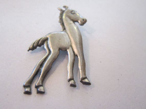 vintage sterling horse pin 2 1/2" - image 2