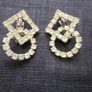rhinestone clip earrings dainty earrings vintage rhinestone earrings
