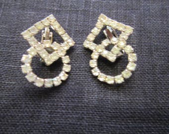 rhinestone clip earrings dainty earrings vintage rhinestone earrings