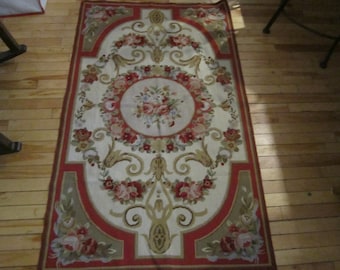 SALW stunning handmade needlepoint rug/wall hanging 36" by 60" gorgeous colors mint condition