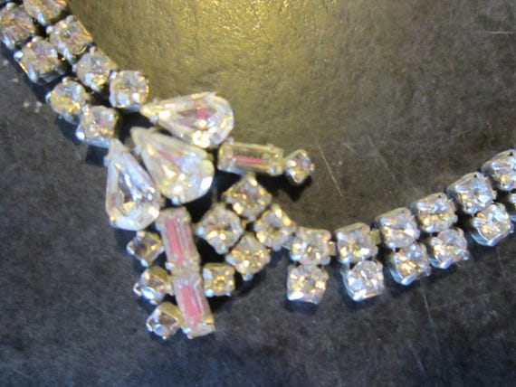 vintage rhinestone necklace double row prong set … - image 5