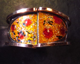 gorgeous matisse renoir enamel on copper clamper bracelet vintage cuff bracelets