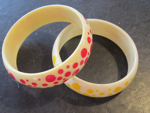 two polka dot braclets vintage bangle bracelets a… - image 1