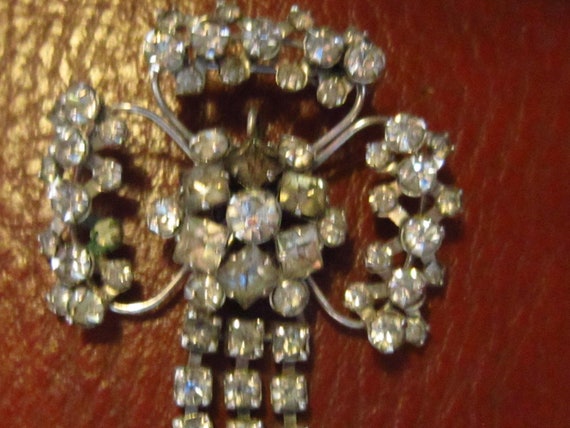 gold filled rhinestone brooch 2 1/2" by 1 1/2" vi… - image 3