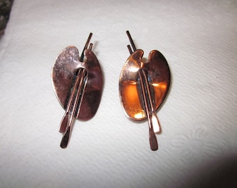 vtg copper renoir earrings palette signed