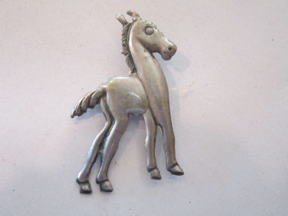 vintage sterling horse pin 2 1/2" - image 1