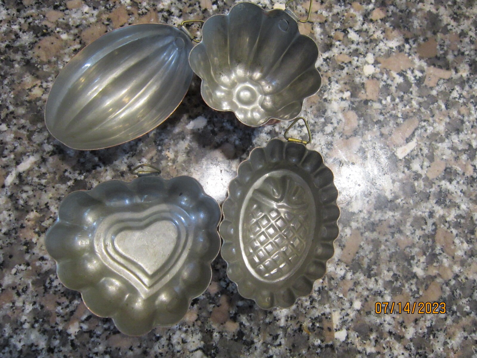 Set of Four Vintage Mini Copper Molds Zinc Lined 3 Set of Four Vintage Mini Copper Molds Zinc Lined 3