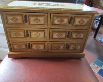 vintage royal sealy gold gilt florentine jewelry box many drawers 13 1/2" by 6" and 9" tall