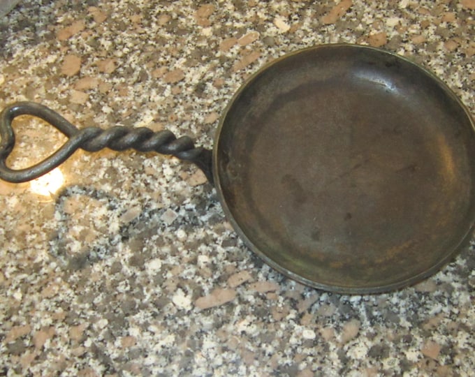 Hand Wrought Iron Fry Pan 8 Twisted Iron Handle Signed Etsy