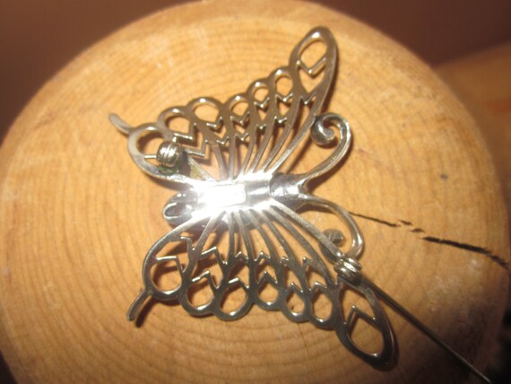 beau sterling butterfly pin, booch, large bea pin - image 3