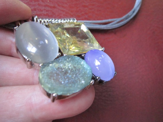 large chico's statement piece colored stone neckl… - image 2