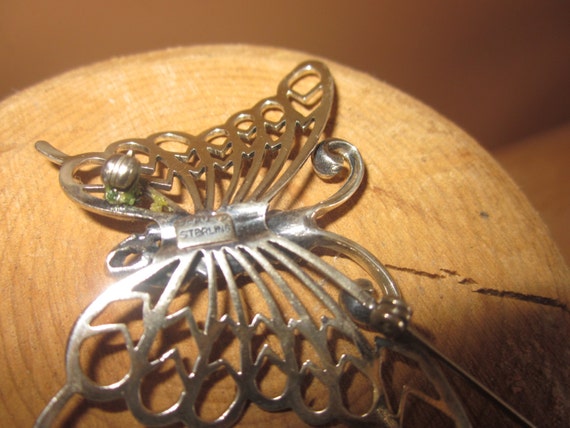 beau sterling butterfly pin, booch, large bea pin - image 4