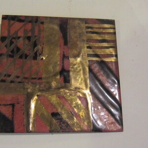 huge  pnina burg enamel on copper pin brooch 3 1/8&quot; jerusalem vintage enamel