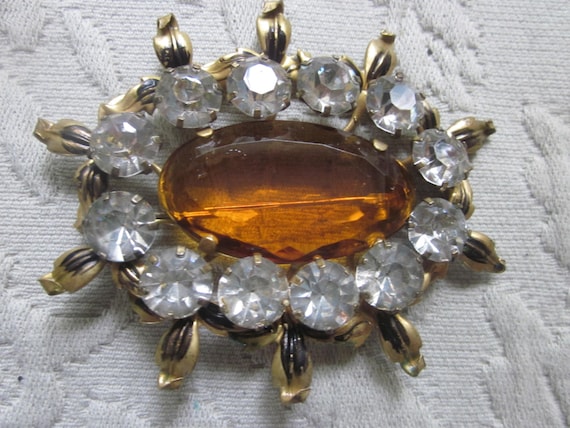 SALE..outstanding huge brooch, rhinestones , holl… - image 1