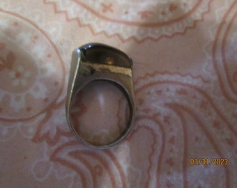 sterling ring sz 6 1/2 with smoky lucite awesome