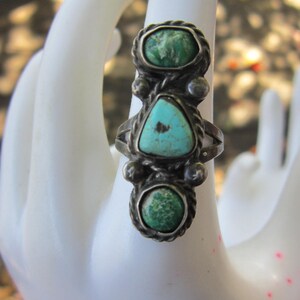 sterling & turquoise ring sz 7 vintage indian jewelry