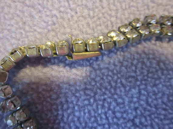 vintage rhinestone necklace double row prong set … - image 3