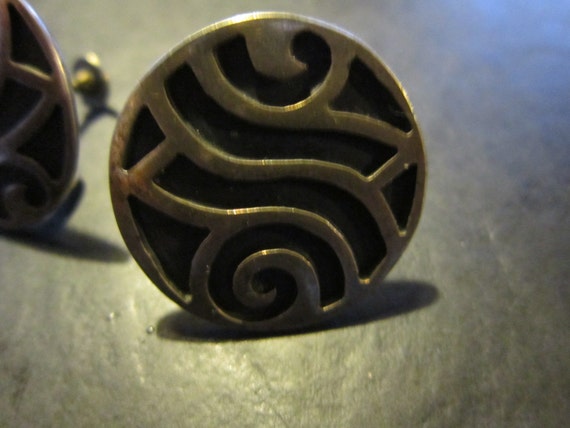 STERLING TAXCO EARRINGS. screw back..artist signed - image 1