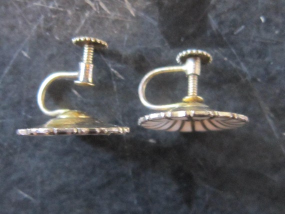 enamel on sterling screw back earrings denmark vi… - image 2