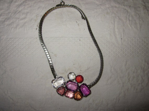 colored stone necklace, choker, prong set stones,… - image 1