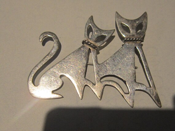 large sterling taxco cat pin brooch taxco mexico sterling pin