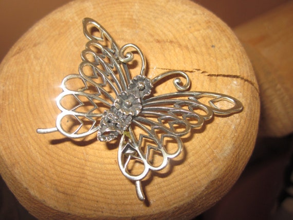 beau sterling butterfly pin, booch, large bea pin - image 1