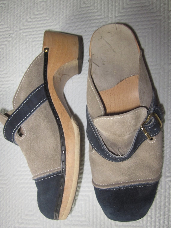 VINTAGE...clogs austria, wood sole clogs, two colo