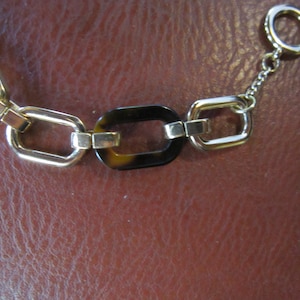 ralph lauren faux tortoise shell and gold link bracelet with toggle clasp lovely 7&quot;