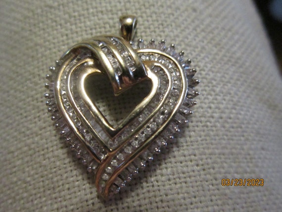 gorgeous sterling silver & rhinestone heart penda… - image 1