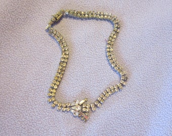 vintage rhinestone necklace double row prong set gorgeous