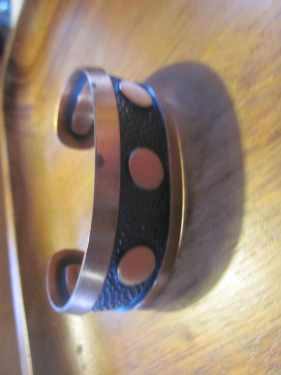 solid copper vintage bracelet, with dots, unusual… - image 4
