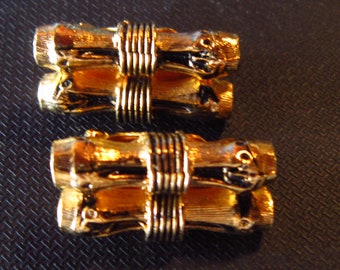 Gucci clip sur boucles d’oreilles en bambou ton or 1 » par 1/2 « belle italie made
