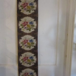 needlework bellpull wall hanging floral needlework gorgeous 35&quot;