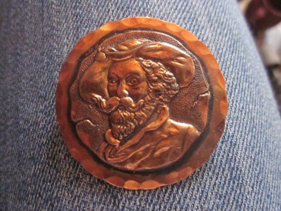 vtg solid copper pin . brooch, - image 1
