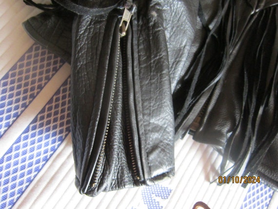 Vintage biker jacket leather fringed  sz 14 mint … - image 5
