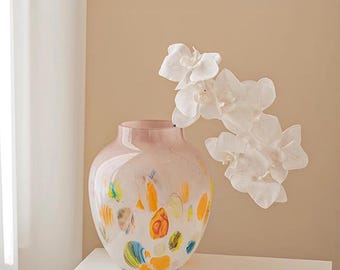 Hand Painted Ceramic Vase, Artistic Floral Home Decor, Modern Minimalist Flower Vase