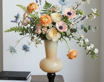 Beige Glass Pedestal Vase