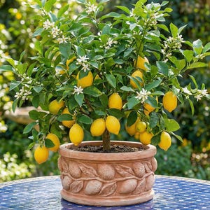 Terracotta Round Planter with Lemon Relief 40 × 20 cm