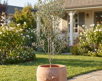 Handmade Terracotta Planter with Lemon Relief