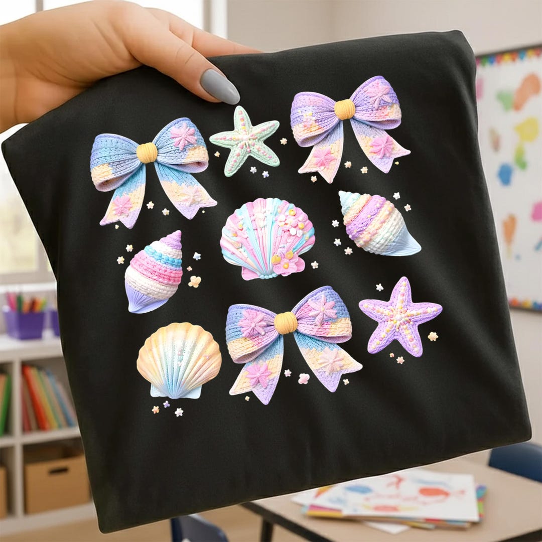 Pastel Seashell Bow Clipart Png, Cute Starfish Shell Png Bundle, Kawaii ...