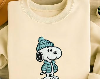 Snoopy Christmas Embroidery Design, Puffer Snoopy Holiday Machine Embroidery File, Instant Download