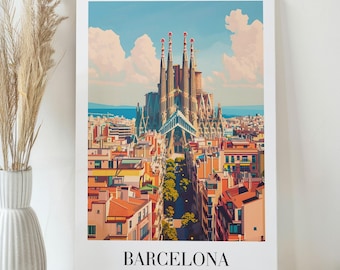 Barcelona Travel Poster Print Canvas Wall Art - Housewarming Traveler Gift - Modern Barcelona Travel Art Print - Aesthetic City Wall Decor