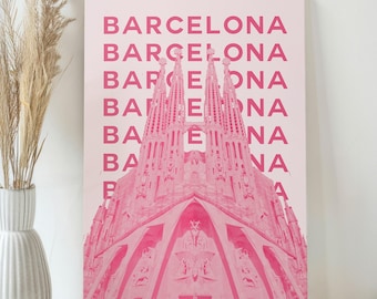 Barcelona Travel Poster Print Canvas Wall Art - Housewarming Traveler Gift - Aesthetic City Wall Decor - Modern Barcelona Travel Art Print
