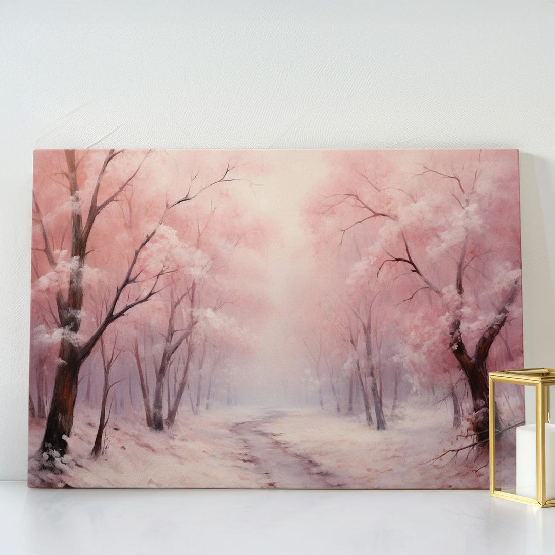 Cherry Blossom Forest Canvas Wall Art - Japanese Spring Wall Print ...